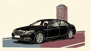 Lyft creates a new brand for executive travel, shown as a sleek sedan near a corporate tower.