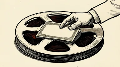 Paramount Skydance compensation for Kreiz: a film reel filled with a stack of stock certificates.