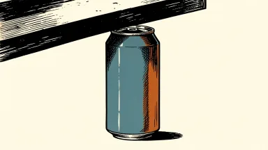 PepsiCo price target lowered by BNP Paribas: a heavy dark beam rests on the top of a plain soda can, representing downward pressure on the valuation.