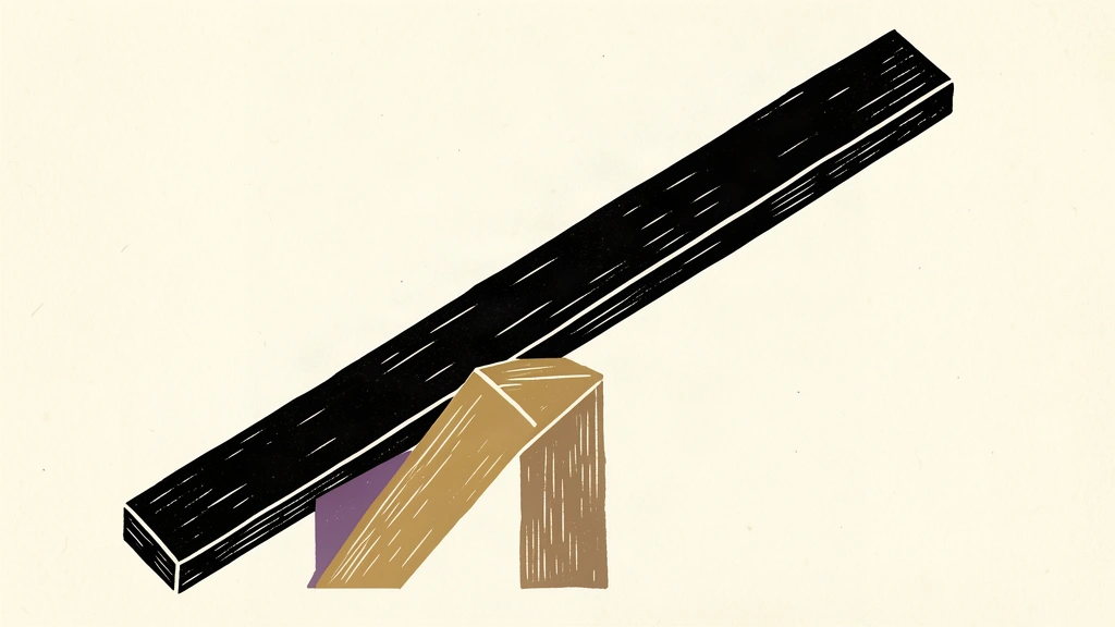 A minimalist editorial illustration of a thick black beam being tilted sharply upward by a solid wedge, symbolizing the sudden jump in bond yields.