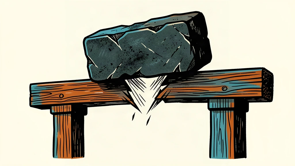 A heavy stone block strains a wooden beam to the point of splintering, illustrating the record default rate in private credit.