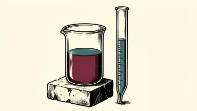 Neogen raises its long-term financial outlook: a laboratory beaker on a stone base with liquid rising alongside a tall glass pipette.