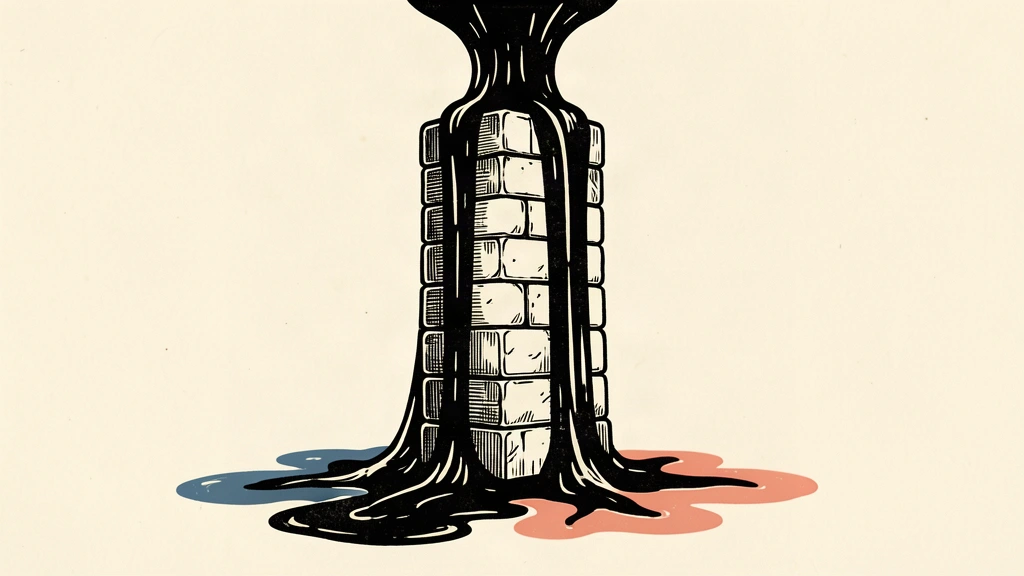 A large stone pillar being reinforced by liquid flowing around its base.
