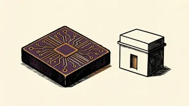 German government partnership with Nvidia depicted as a chip beside a government building block.