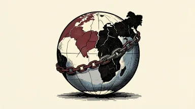 Webull faces a securities fraud class action; a cracked globe with a chain link represents ties to China.