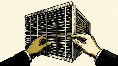 FuelCell Energy leadership transition: anonymous hands install a new component into a large, layered fuel cell stack.