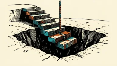 Essent Group on a record losing streak: ten stone blocks descend like steps into a deep trench.