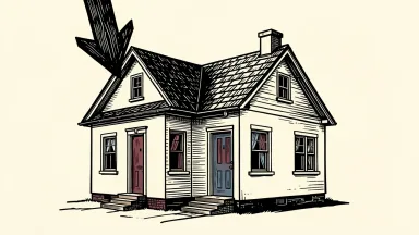 Lennar facing a Sell rating from Melius: a suburban house stands under a large, heavy downward-pointing arrow.