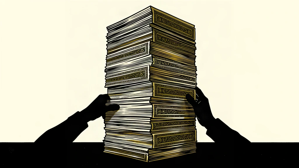 A silhouette of hands supporting a massive, towering stack of bond certificates to represent the scale of market holdings.