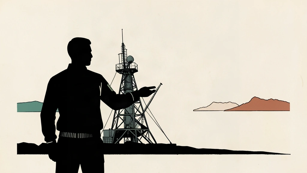 A silhouette of a leader stands next to a large missile defense system, looking toward distant coastlines.