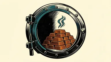 JPMorgan Chase guides Q4 net interest income with a vault door and gold bars under a market arrow.