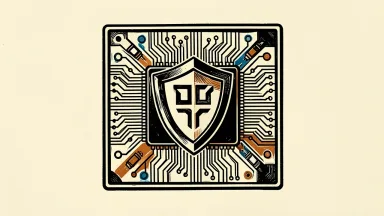 Arteris hardware design security: a protective shield rests over a microchip circuit, representing the expansion of supply chain security assurance.