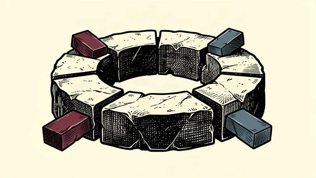 An editorial illustration showing a ring-shaped stone table being expanded by new blocks sliding into place.