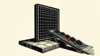 Gen Digital raising its fiscal 2027 outlook: a large, solid digital shield on a stone platform as smaller matching components are brought in for integration.