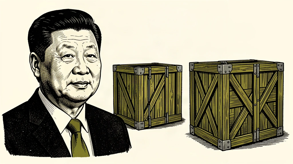 An editorial illustration featuring a portrait of Xi Jinping next to two shipping crates meeting corner-to-corner to bridge a gap. Identity photo references adapted into illustration: Официальный веб-сайт Президента Российской Федерации (CC BY 4.0; https://creativecommons.org/licenses/by/4.0); source https://commons.wikimedia.org/wiki/File:Chinese_President_Xi_May_2024.jpg