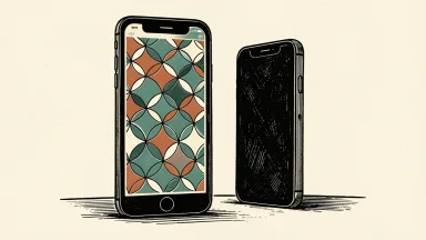 Alibaba's Lingguang app update: two stylized smartphones stand side-by-side on a flat surface, representing competition in the mobile application market.