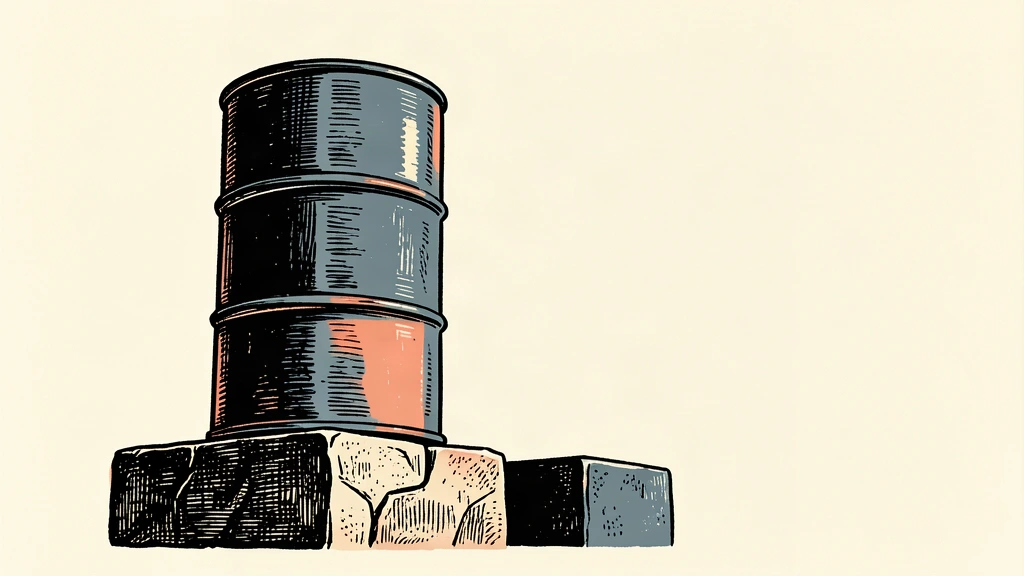 An editorial illustration of an oil barrel positioned higher than a neighboring pedestal to represent a price increase.