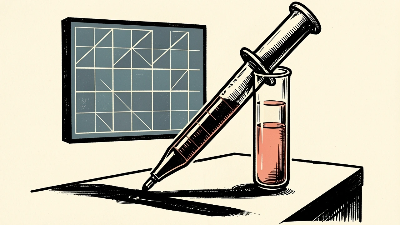 Gentian Diagnostics third-quarter results: a laboratory pipette and test tube positioned before a blank digital screen.