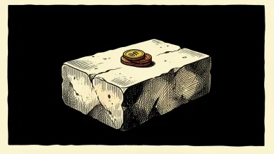Tessera CEO equity package: a stone block with three gold coins on top.