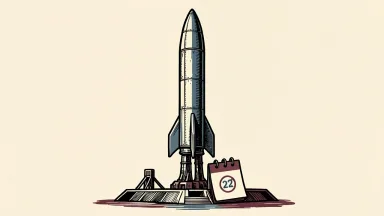 Rocket Lab delays Neutron rocket launch to 2027, shown as a rocket on a pad with a calendar.