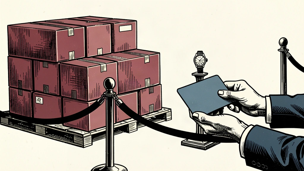 An editorial illustration showing a velvet rope barrier blocking access to wholesale goods and a luxury watch.