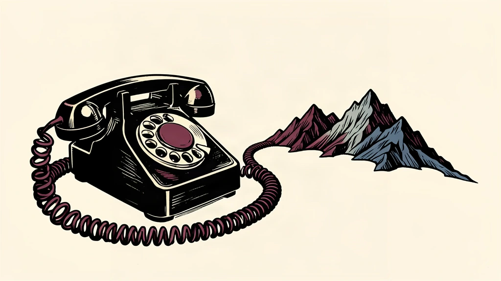 An editorial illustration showing a telephone cord forming a bridge between two distant points.