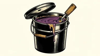 RPM International quarterly sales: an industrial paint bucket and a coated trowel representing the company's specialty coatings and sealants business.