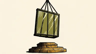 Apogee Enterprises lifts sales guidance: a large architectural glass panel is hoisted upward by cables, rising above a fixed stone pedestal.
