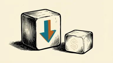 Meta Platforms price target cut depicted by a downward arrow block beside a lower dollar sign block.