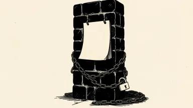 Lumen faces a debt maturity wall in 2027, shown as a stone wall with a calendar and a loose chain.