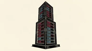 Everpure stock outlook rises on strong revenue forecasts: a server rack expanding vertically as a second unit emerges from its top.