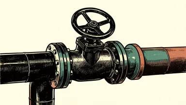 ONEOK completes Brazos Midstream acquisition: a large industrial gate valve and pipeline section joined together to represent integrated gas assets.