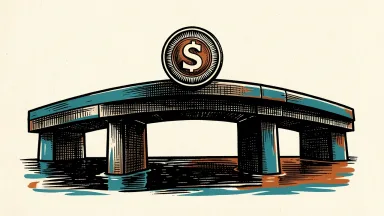 Corebridge Financial price target raised, shown as a coin on a bridge.