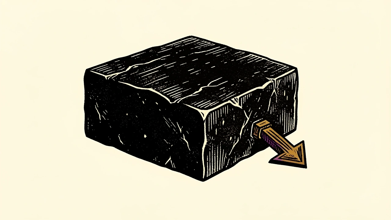 Blackstone price target cut: a black stone block with a downward arrow beside it.