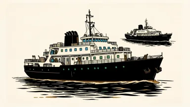 AstraZeneca's research pipeline provides stability: a large, multi-decked research ship moves steadily past a partially submerged vessel in the distance.