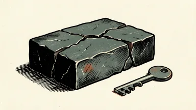 Cerebras stock hits a new low; a cracked stone block with a key beside it suggests pressure from an upcoming lockup expiration.