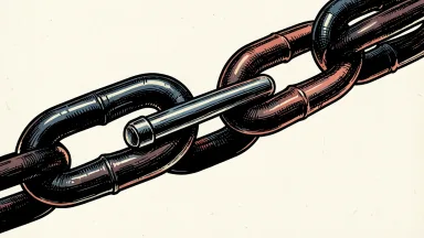 A potential US-Iran breakthrough deal: a heavy dark chain link is secured by a bright silver pin.