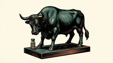 Beta Bionics is represented by a bronze bull and a medical vial on a pedestal.
