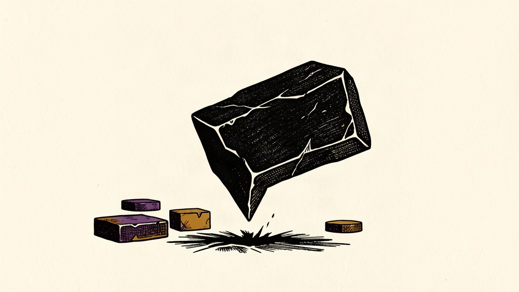 An editorial illustration showing a heavy weight that has dropped far below a line of floating markers, representing a sharp decline in Swedish inflation.