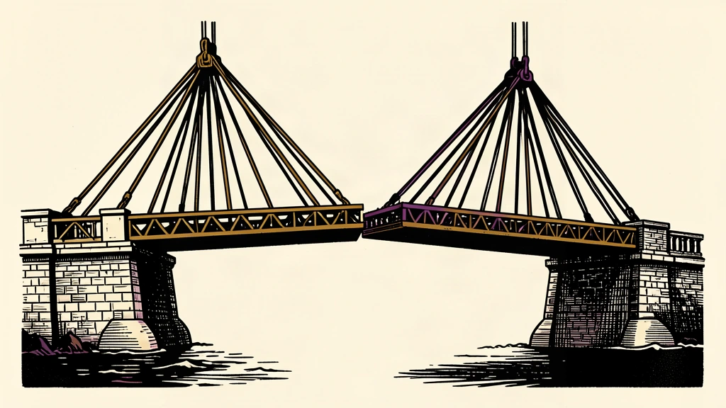 An editorial illustration showing a bridge span being lowered to connect two sides, symbolizing a mutually advantageous deal.