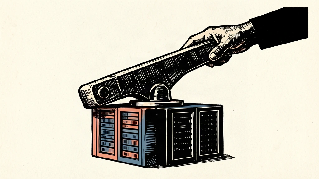 A conceptual illustration showing an industrial lever being blocked by server-shaped obstacles, representing the skepticism toward calls to slow AI development.
