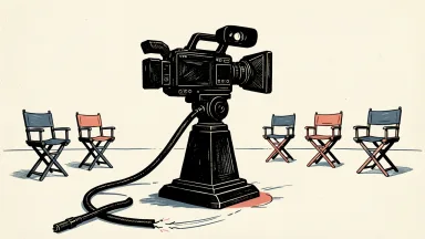 Disney TV operations restructuring: a studio television camera with a severed power cable on an empty stage.