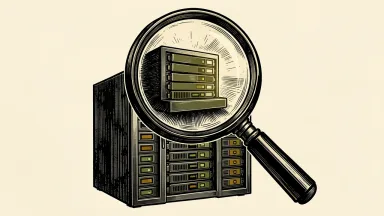 Vylor initiated at Outperform by Oppenheimer: a magnifying glass focuses on a sleek server rack, highlighting its central unit.