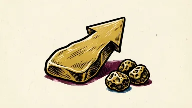Aura Minerals' record gold production is shown as a gold nugget arrow rising above ore pebbles.