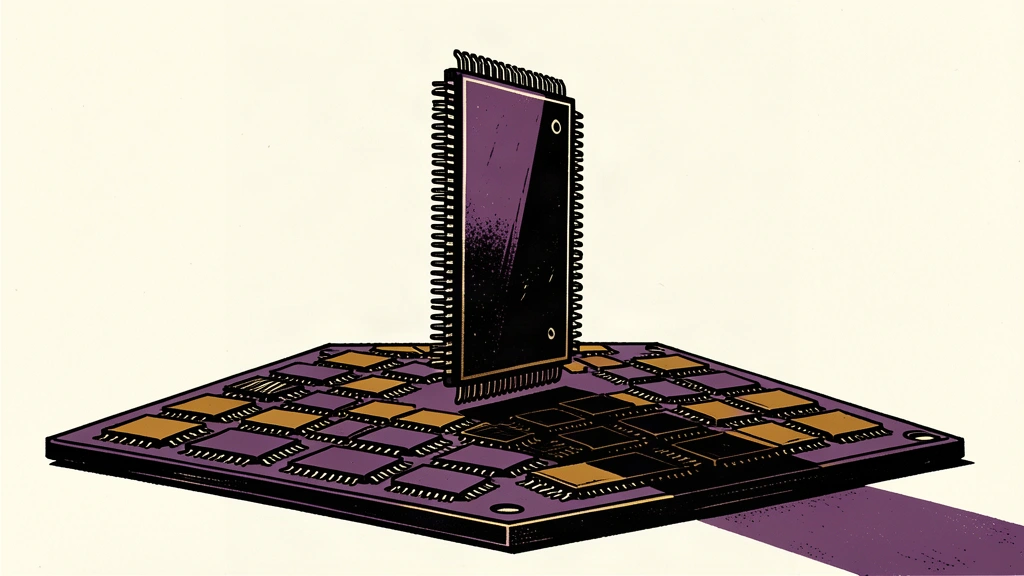 A large silicon wafer with one central microchip rising high above the others to represent record revenue growth.