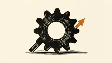 US industrial production rises in September, depicted by a factory gear and an upward arrow.
