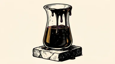 Moderna stock valuation concerns after a Citi downgrade: an overflowing laboratory beaker sits on a heavy stone pedestal.