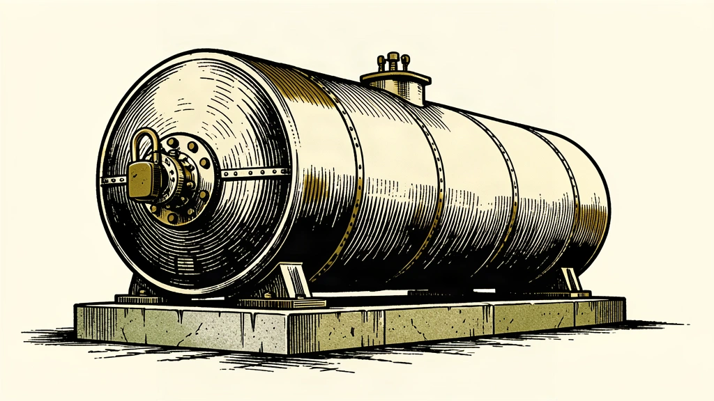 A sturdy, intact oil storage tank with a locked valve, representing secure and stable supply.