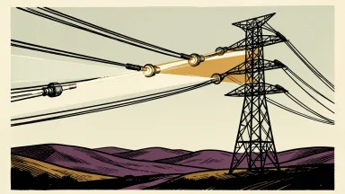 Eversource Energy grid expansion: sensors on transmission lines expand the visual path of electricity to represent increased capacity.