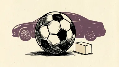 Carvana extends Rush Soccer partnership and launches scholarship fund, depicted by a soccer ball with a car silhouette and a block.